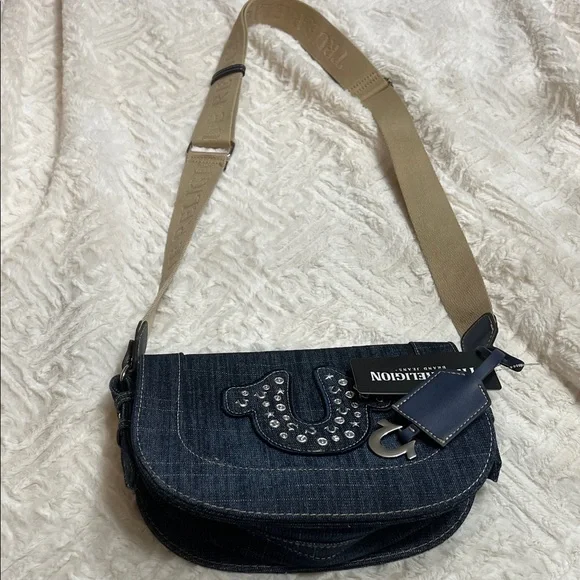 True Religion Denim and Tan Crossbody Bag - Picture 3 of 9